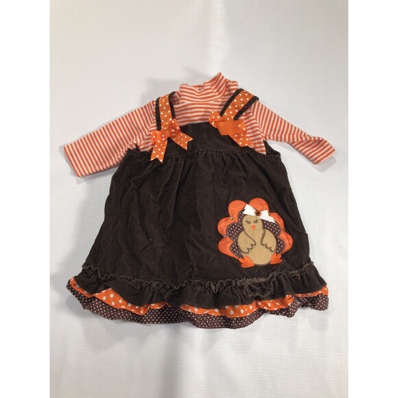 RARE EDITIONS Baby Girl 12M Thanksgiving Corduroy Dress 2-Pc. Set - Picture 1 of 5